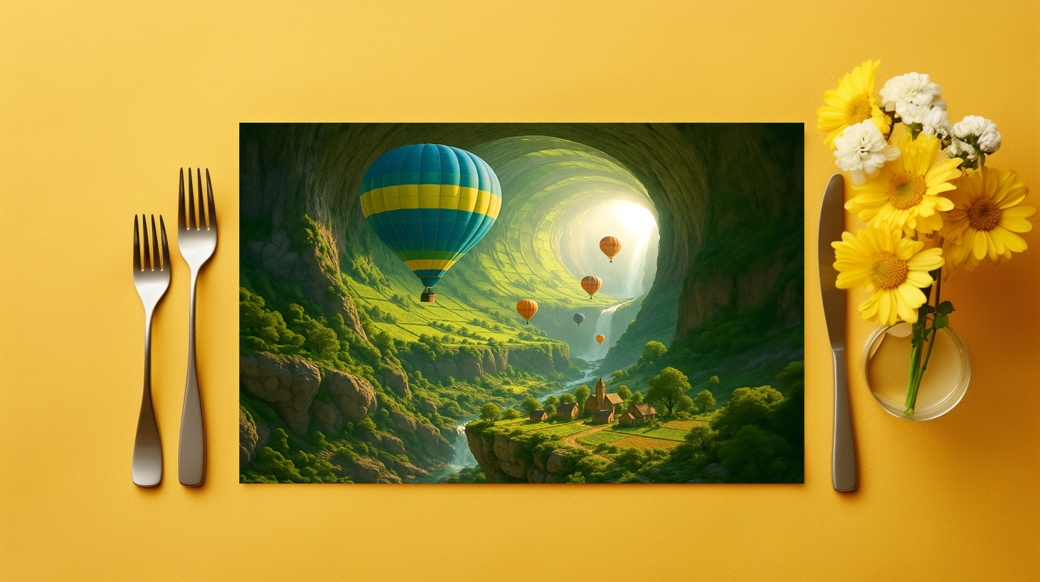 raxxa Premium-Tischset: Das leuchtende Tal der Ballons - Flug durch das Tor der Natur - immagine 2