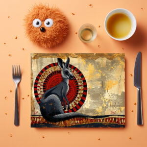 raxxa Premium-Tischset: Känguru mit Mosaikhintergrund auf Goldstruktur