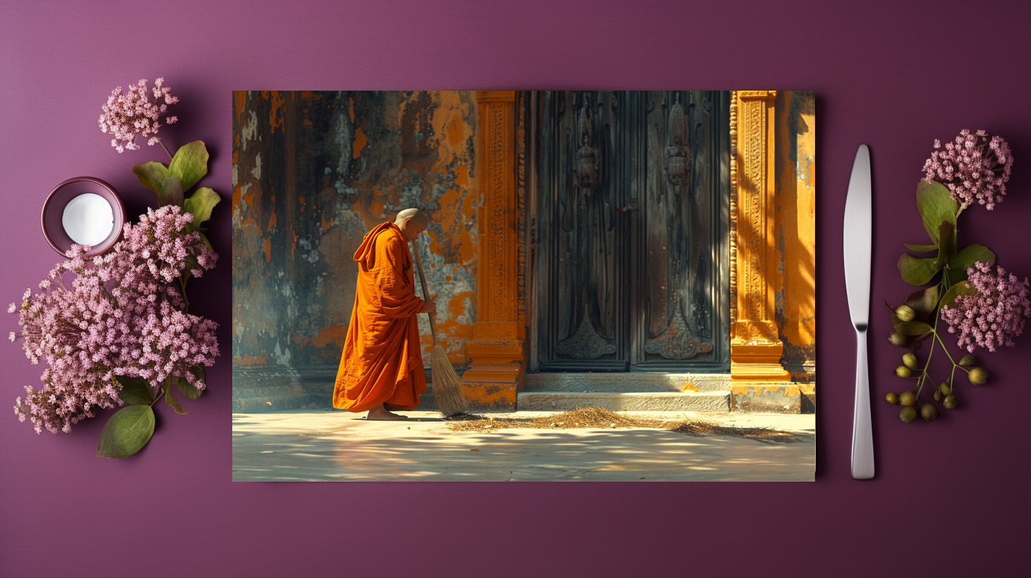 raxxa Premium-Tischset: Die Kunst der Einfachheit - buddhistischer Mönch - immagine 2