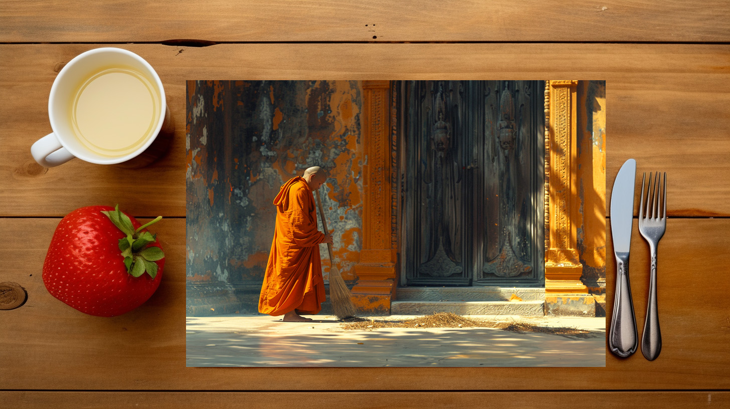 raxxa Premium-Tischset: Die Kunst der Einfachheit - buddhistischer Mönch - immagine 3