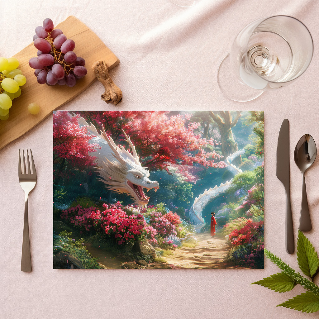 raxxa Premium-Tischset: Die Begegnung mit dem Drachengeist - Anime Stil