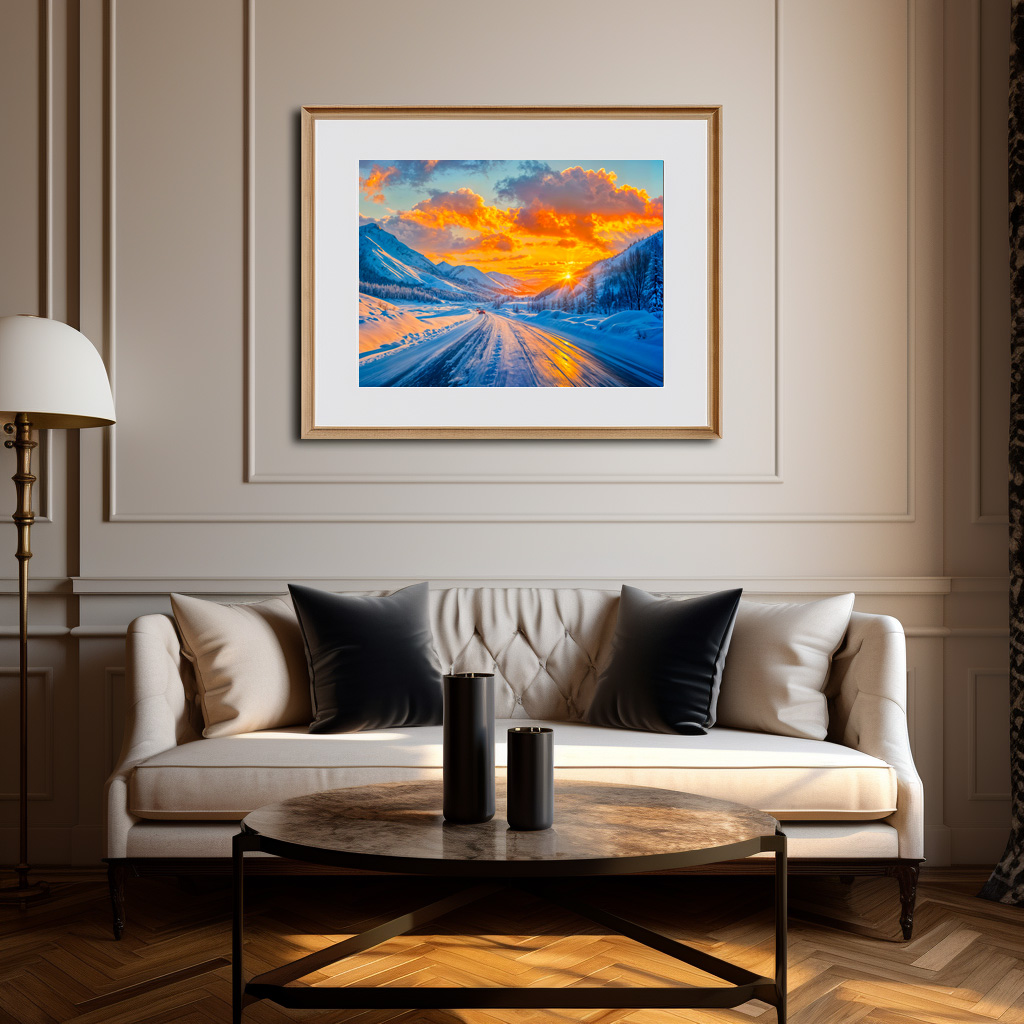Poster: Roads at Sunset in Winter Through Mountains - immagine 3