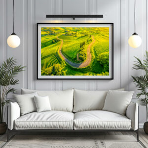 Poster: Winding Roads Through Vineyards and Cypress Trees