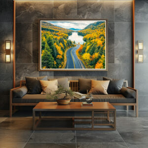 Poster: Streets Through Indian Summer Landscape with Lake