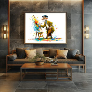Poster: Humorous Elderly Man Reading Illustration