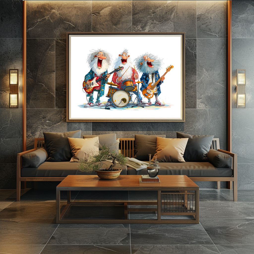 Poster: Funny illustration of seniors playing rock music - immagine 2