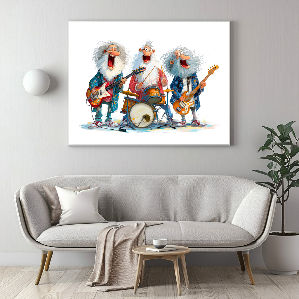 Poster: Funny illustration of seniors playing rock music - immagine 3