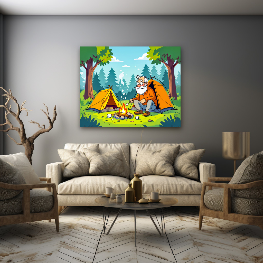 Poster: Grandpa camping and grilling in the wilderness – Image 3