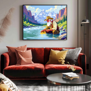 Poster: Grandpa gold panning at Yukon River