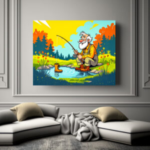 Poster: Grandpa catching a shoe while fishing