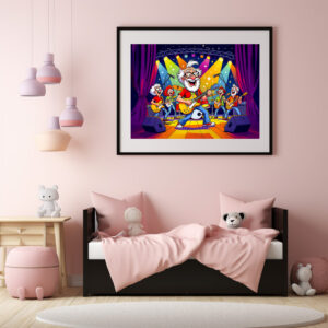 Poster: Grandpa playing in a rock band on stage