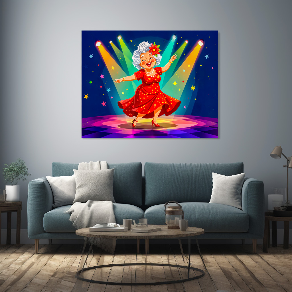 Poster: Grandmother Dancing on Stage Illustration - immagine 2