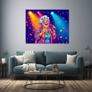 Poster: Grandmother Singing on Stage Illustration