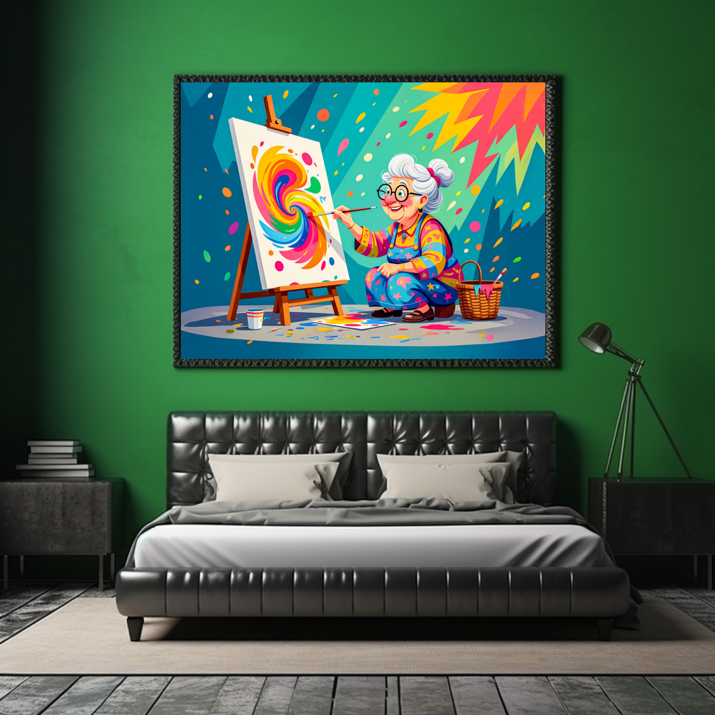 Poster: Grandmother Painting Art Illustration – Image 2