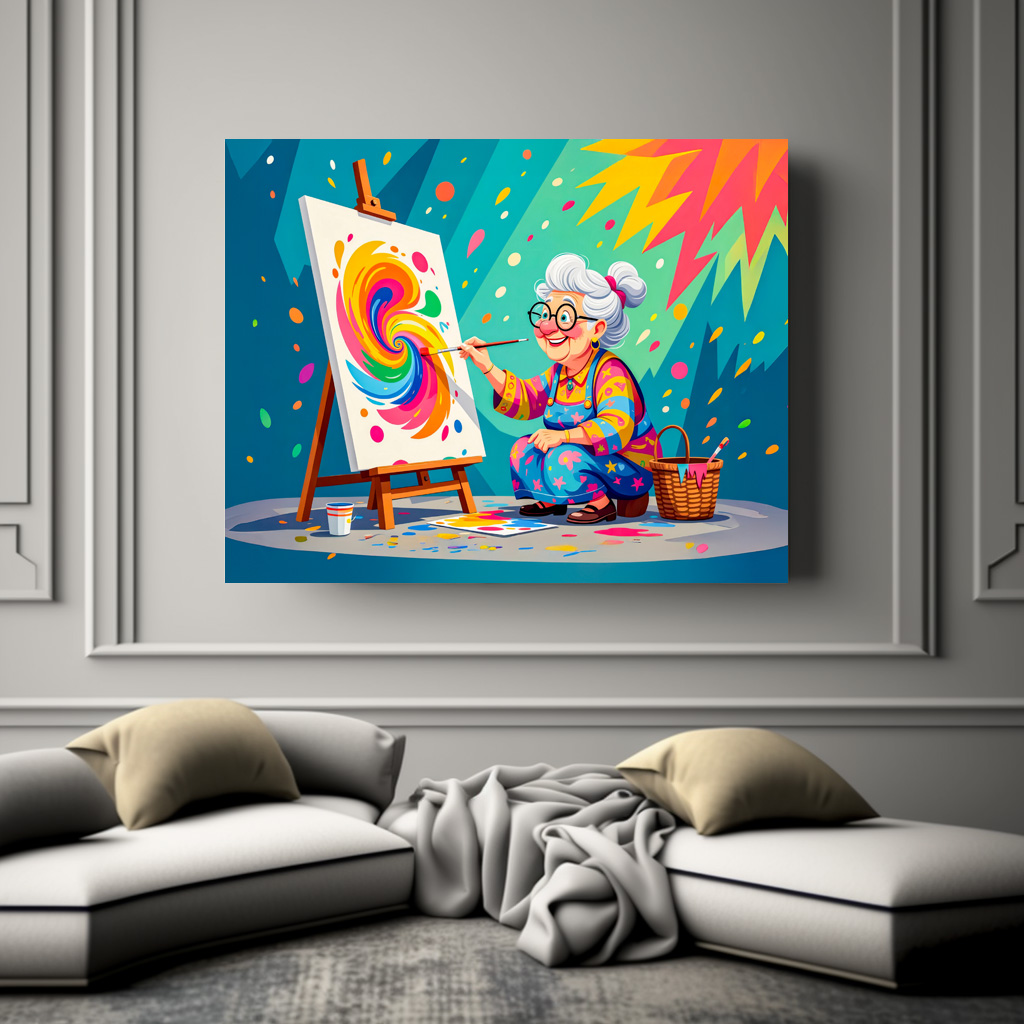 Poster: Grandmother Painting Art Illustration – Image 3