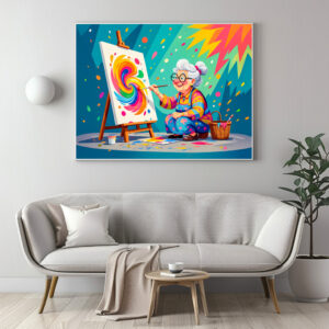 Poster: Grandmother Painting Art Illustration