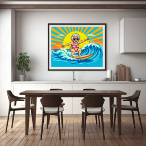 Poster: Grandmother Surfing Illustration