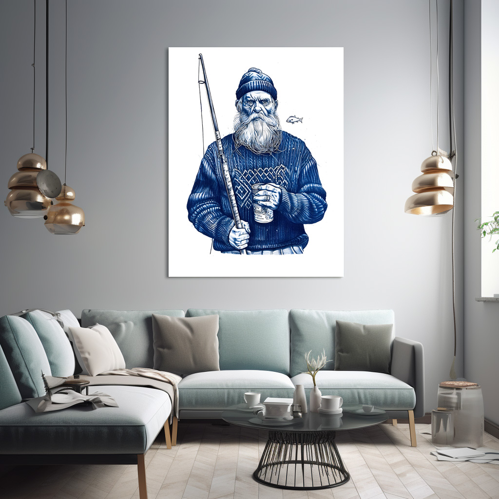 Poster: Elderly Sailor Holding Fishing Rod And Mug - immagine 2