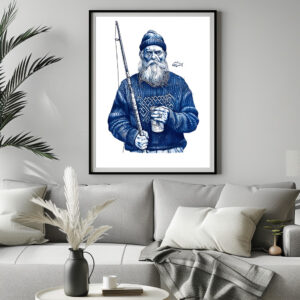 Poster: Elderly Sailor Holding Fishing Rod And Mug