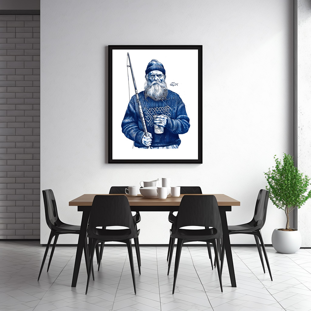 Poster: Elderly Sailor Holding Fishing Rod And Mug - immagine 3