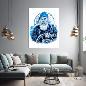 Poster: Sailor Steering Ship Wheel In Maritime Setting