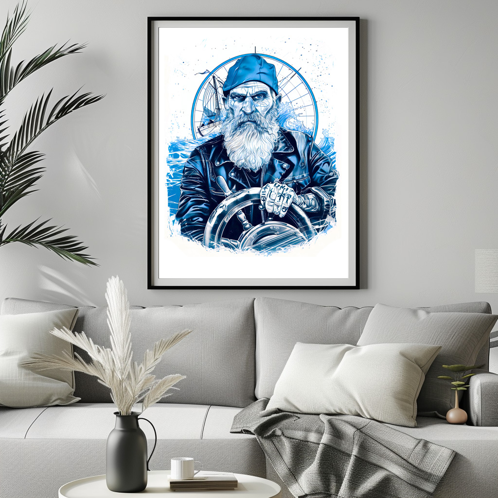 Poster: Sailor Steering Ship Wheel In Maritime Setting - immagine 2