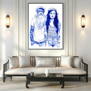 Poster: Sailor Standing Beside Tattooed Woman In Portrait