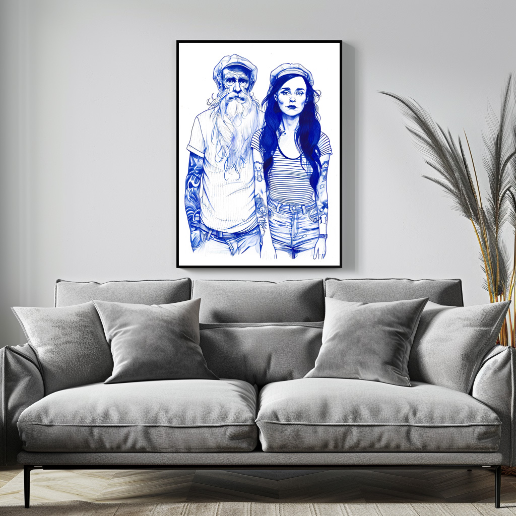 Poster: Sailor Standing Beside Tattooed Woman In Portrait - immagine 3