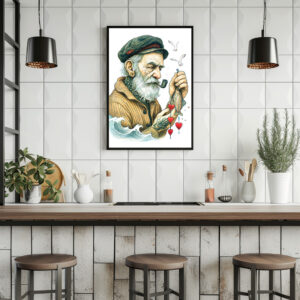 Poster: Sailor with Pipe and small hearts