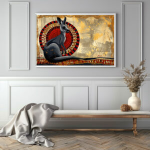Poster: Känguru mit Mosaikhintergrund auf Goldstruktur