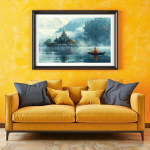 Poster: Insel des Geistes - buddhistischer Mönch im Boot