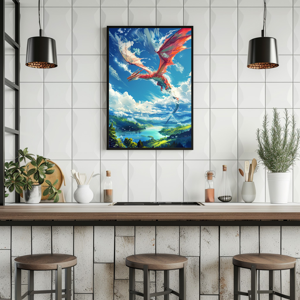 Poster: Wächter der Himmelslande - Roter Drache im Anime Stil – Image 2