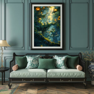 Poster: Waldlichter und Waldbewohner im Anime Stil