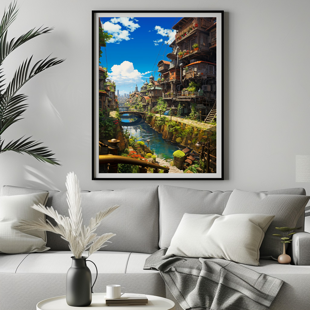 Poster: Verwunschene Gasse am Wasserkanal - Anime Steampunk – Image 2