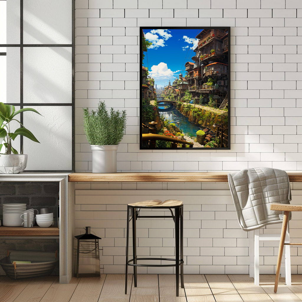Poster: Verwunschene Gasse am Wasserkanal - Anime Steampunk – Image 3