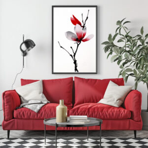 Poster: Japanische Sumi-e Magnolie