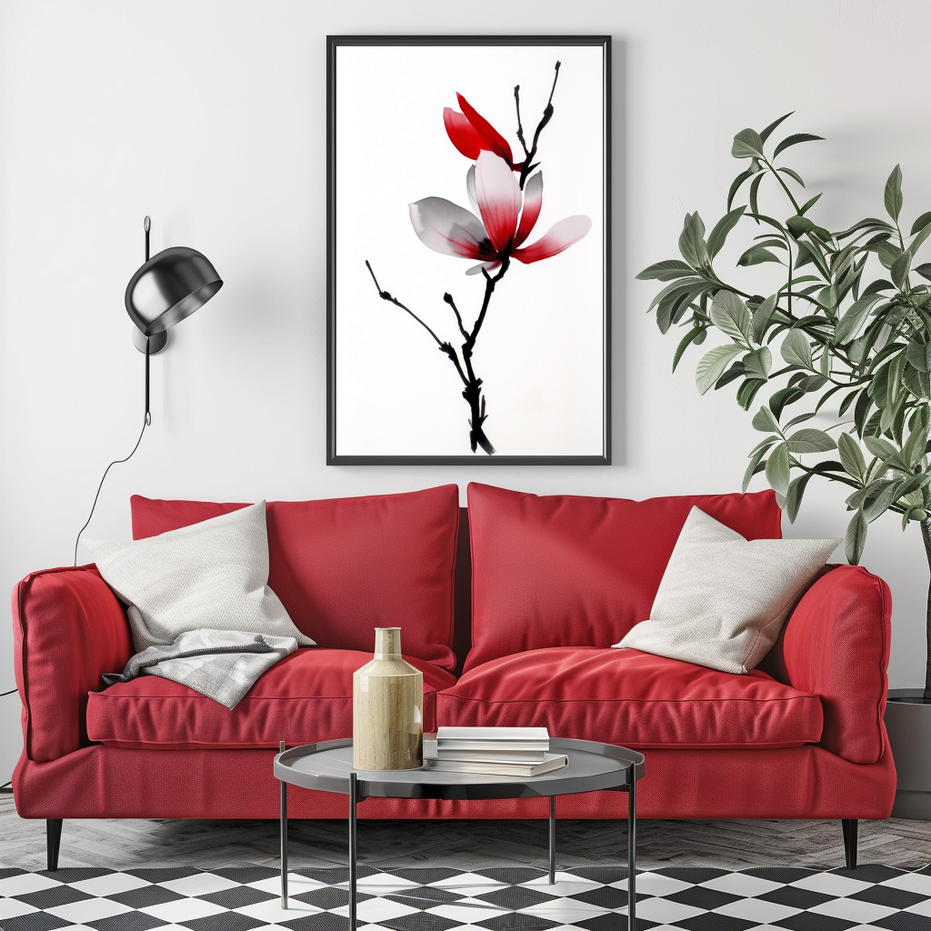 Poster: Japanische Sumi-e Magnolie