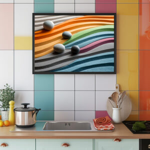 Poster: Zen Steine mit buntem Sand