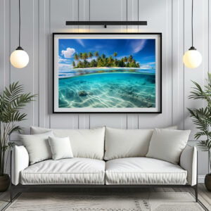 Poster: Palmeninsel und türkisblaues Meer