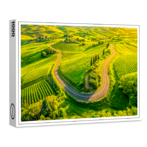 raxxa Premium-Puzzle: Winding Roads Through Vineyards and Cypress Trees