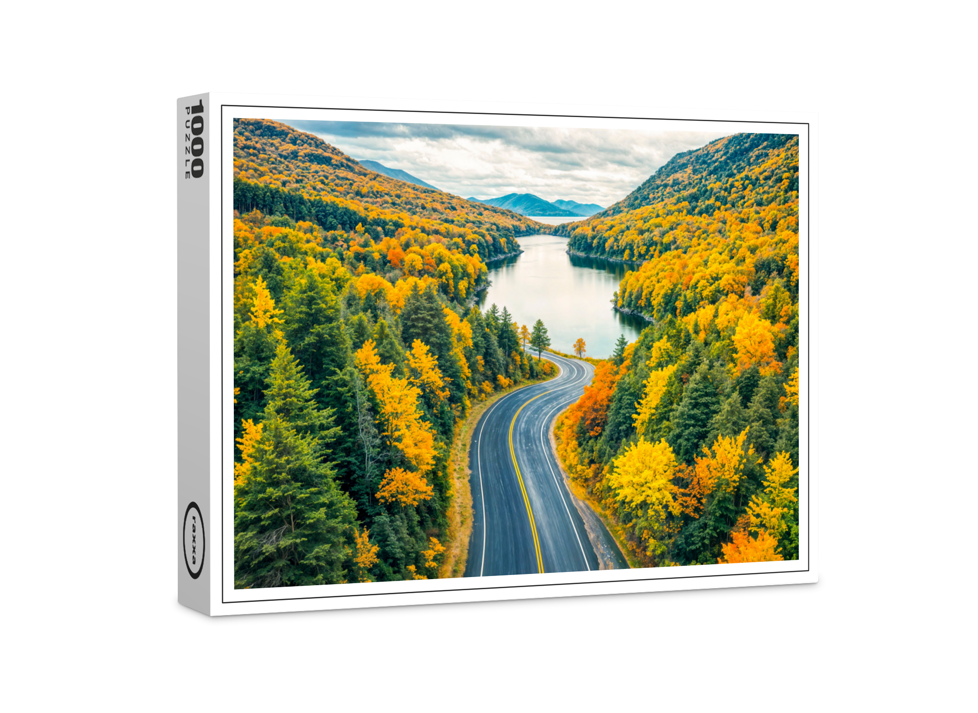 raxxa Premium-Puzzle: Streets Through Indian Summer Landscape with Lake