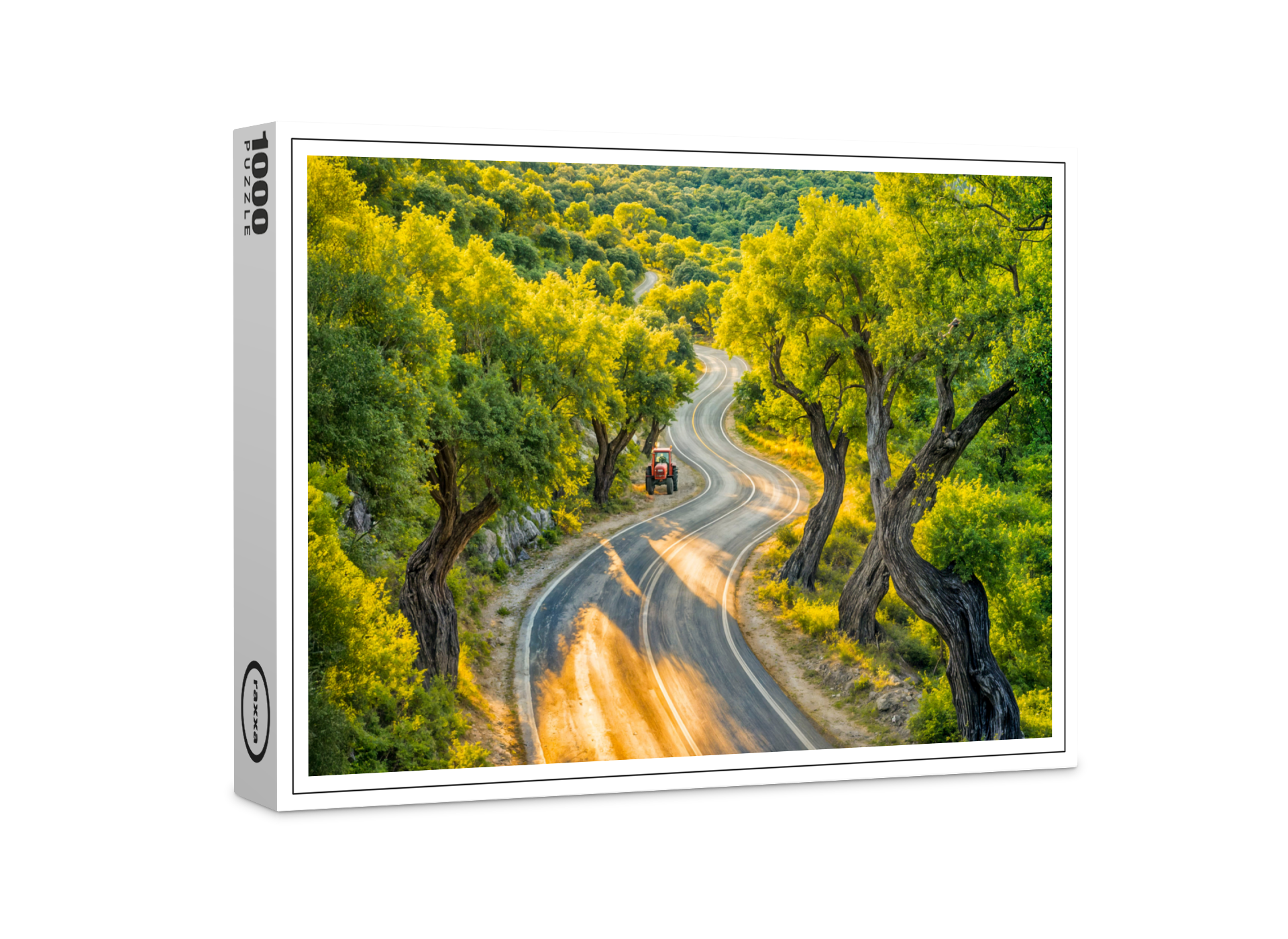 raxxa Premium-Puzzle: Olive Grove with Old Tractor at Evening Road