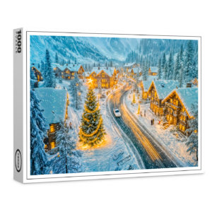 raxxa Premium-Puzzle: Winter Mountain Village with Christmas Decorations