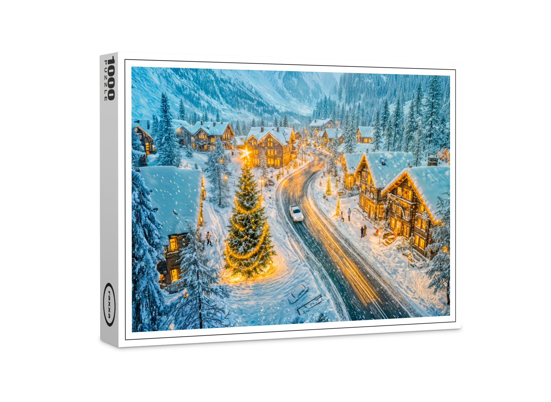 raxxa Premium-Puzzle: Winter Mountain Village with Christmas Decorations