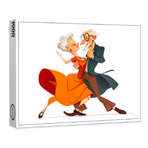 raxxa Premium-Puzzle: Elderly couple dancing gracefully in vibrant attire