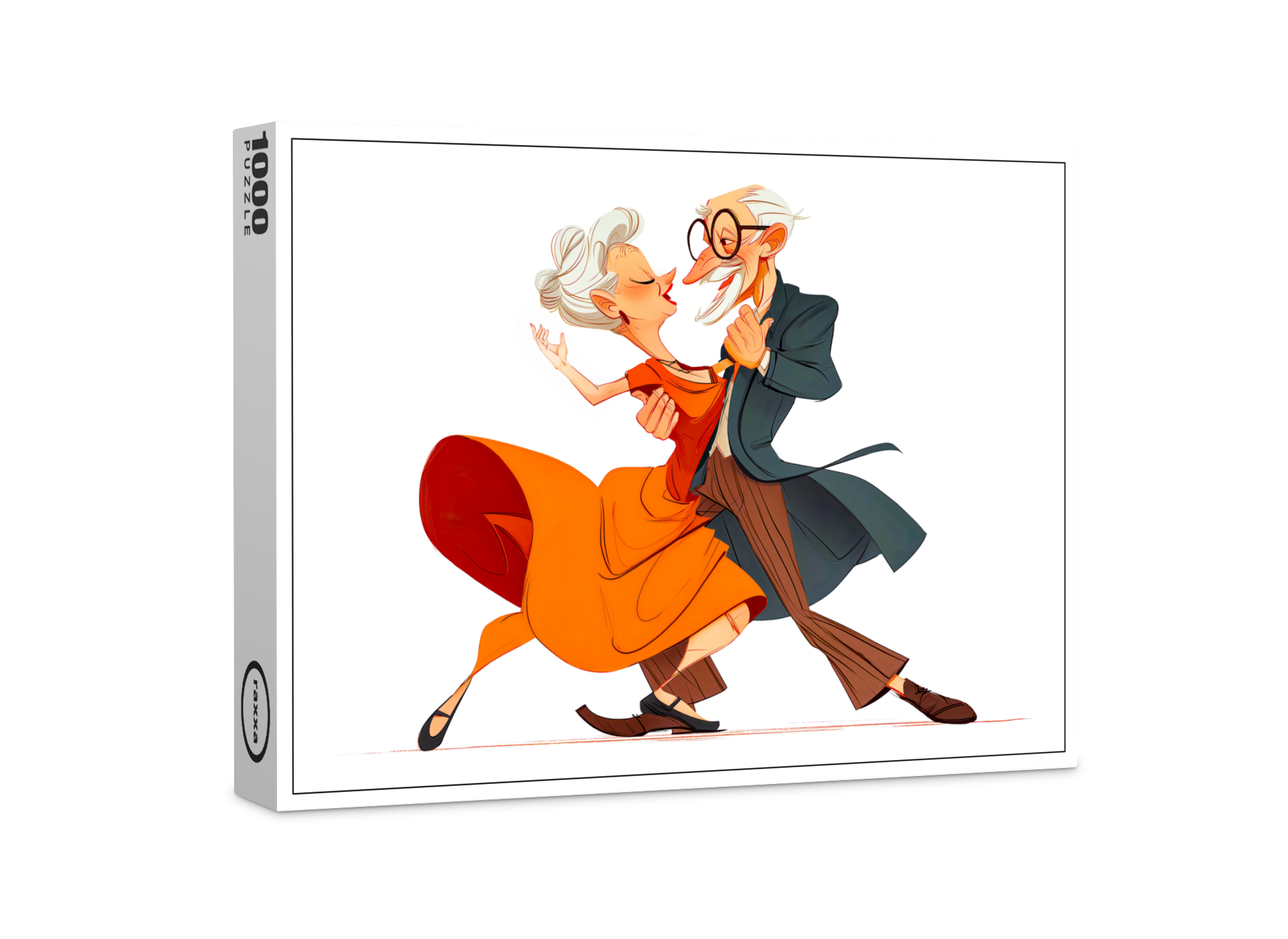raxxa Premium-Puzzle: Elderly couple dancing gracefully in vibrant attire