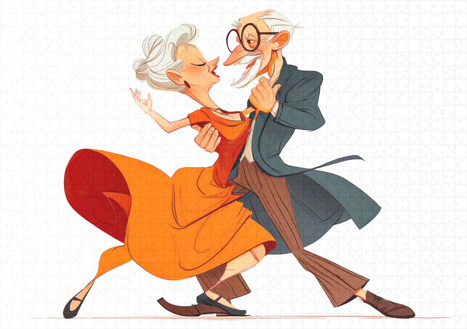 raxxa Premium-Puzzle: Elderly couple dancing gracefully in vibrant attire - immagine 2