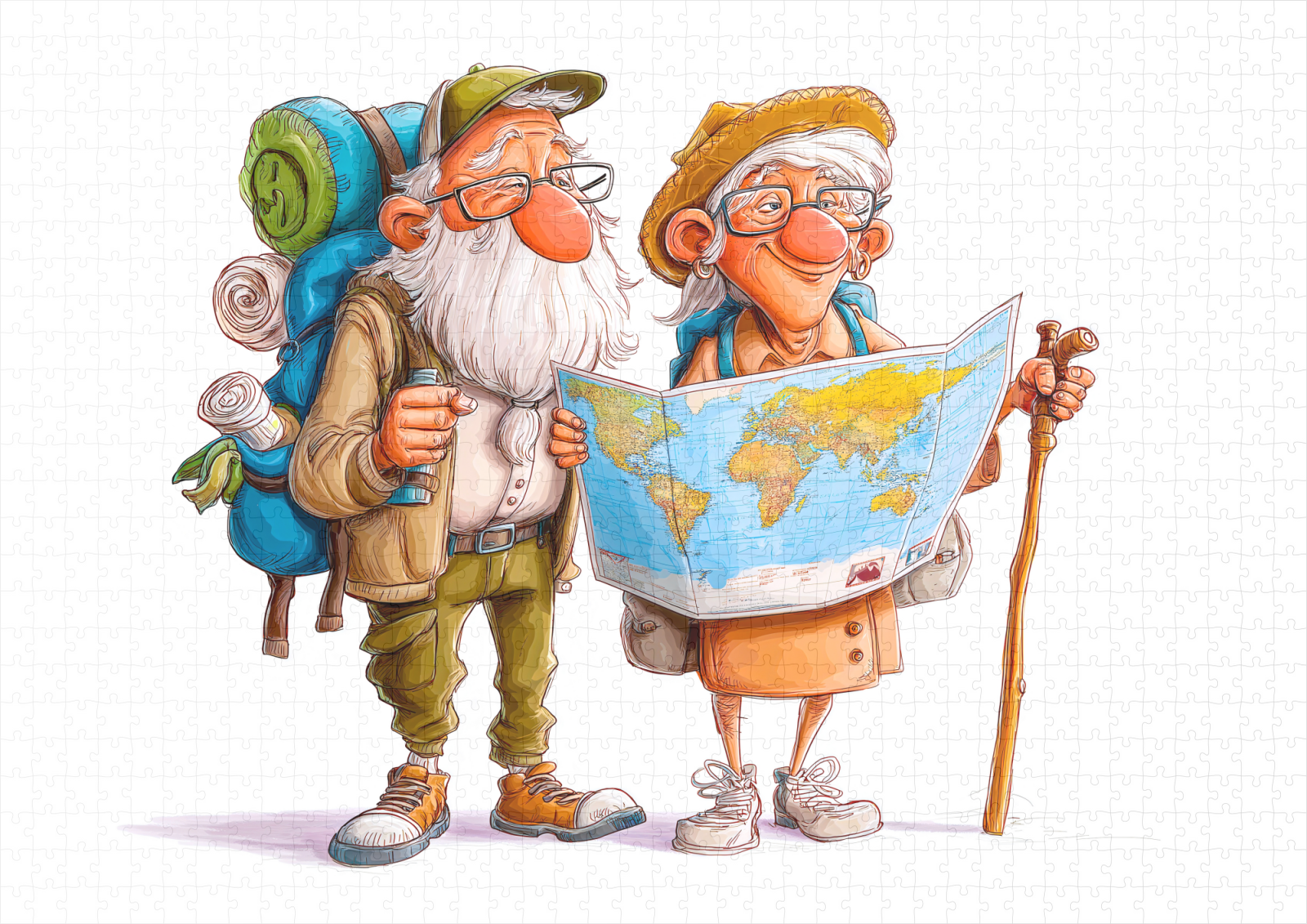 raxxa Premium-Puzzle: Elderly couple hiking with backpacks and walking sticks – Image 2