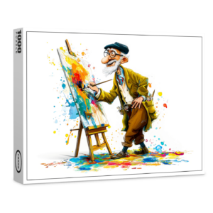 raxxa Premium-Puzzle: Humorous Elderly Man Reading Illustration