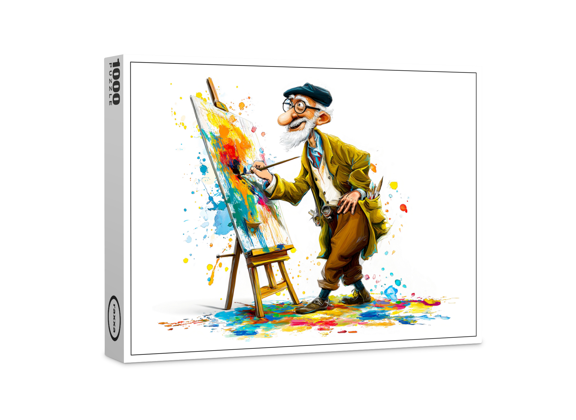 raxxa Premium-Puzzle: Humorous Elderly Man Reading Illustration